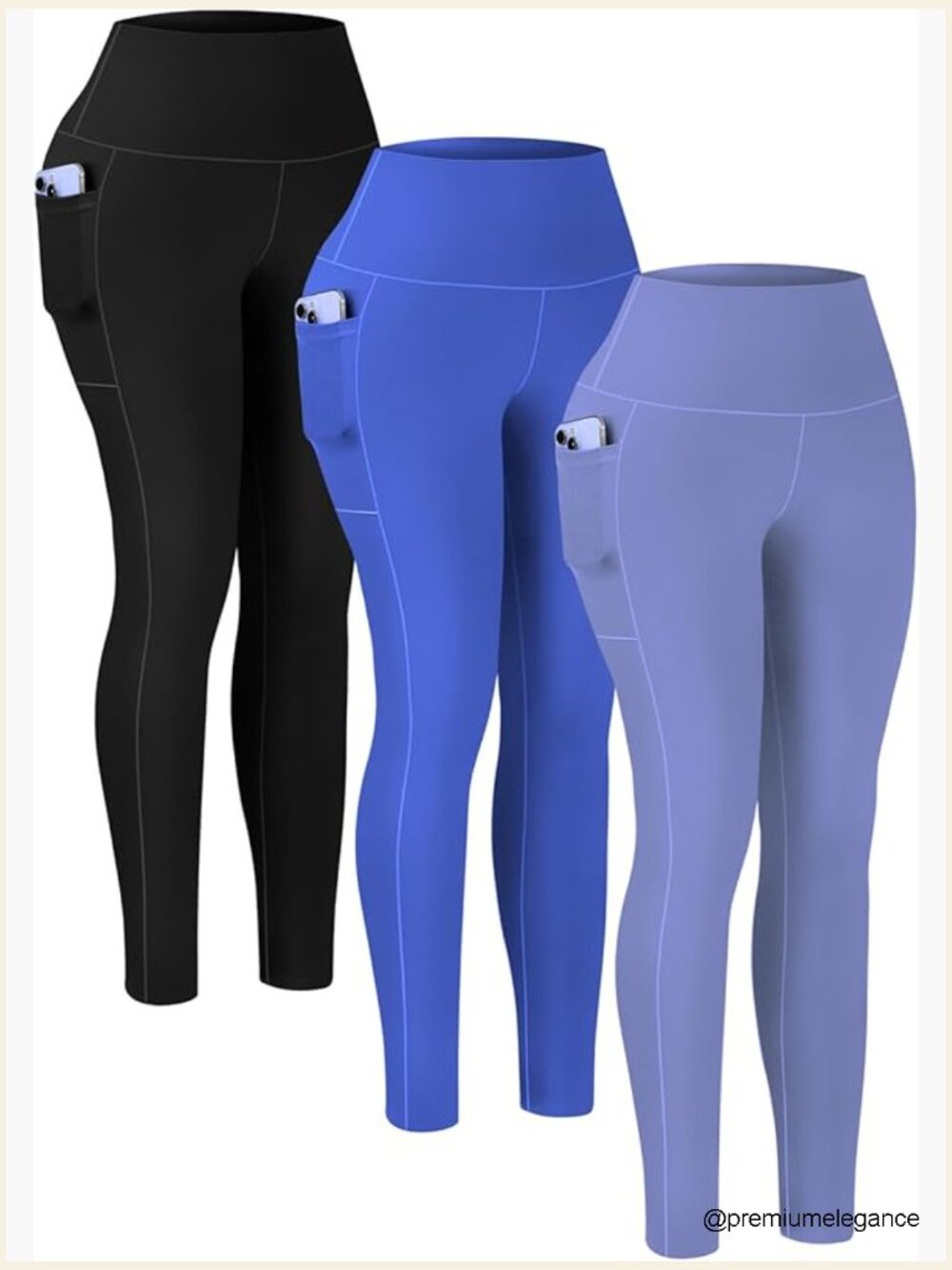 3 Pack High Waisted Tummy Control Leggings with Pockets for Women Yoga Pants